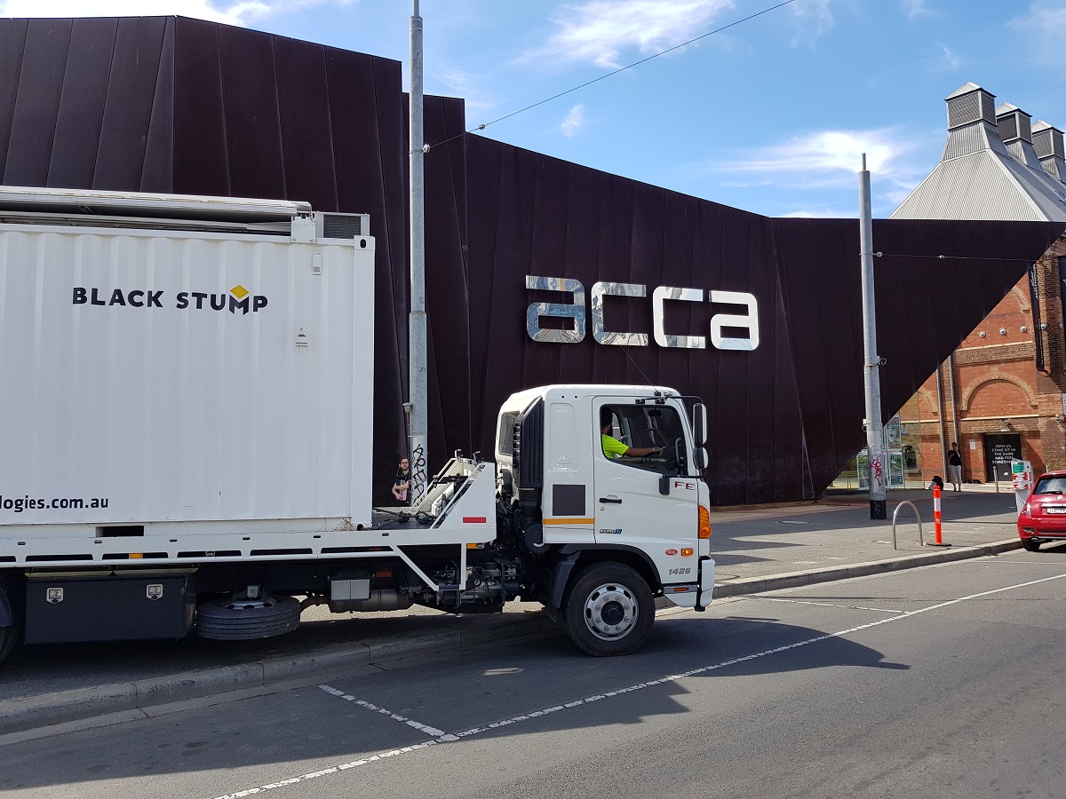 Solarator® Chiller being transported on a flatbed truck around Melbourne