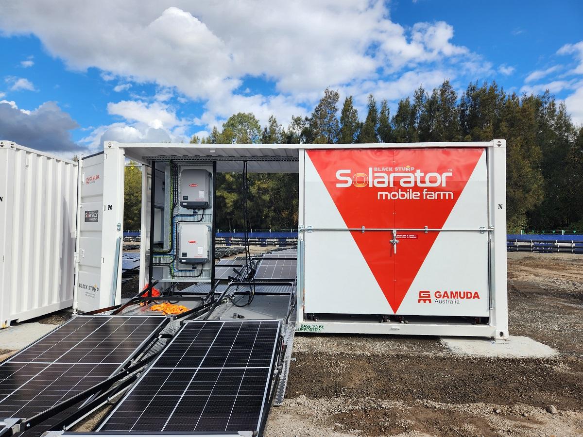 Image of a Mobile Solar Farm unit partially deployed