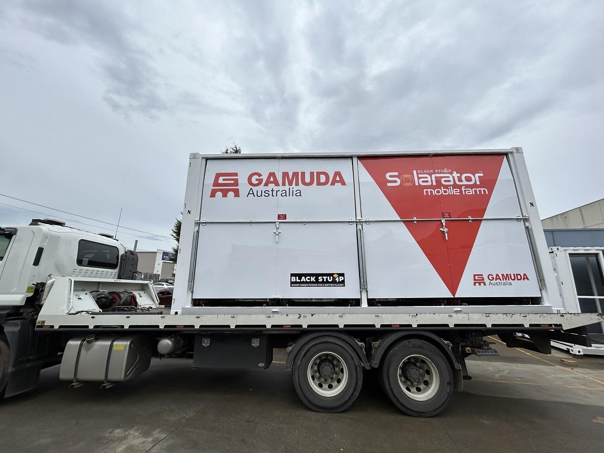 Image of a Microgrid unit on flatbed truck