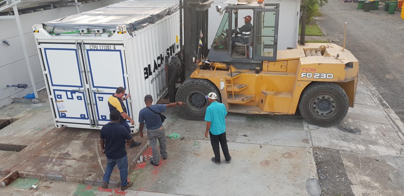 Custom Solarator Freeze being transported using a forklift